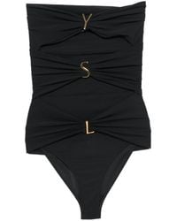 Saint Laurent - Ysl Strapless Swimsuit - Lyst