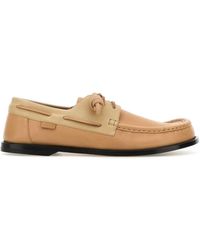 Loewe - Peach Leather Campo Boat Loafers - Lyst