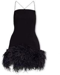 The Attico - Fujiko Compact Techno Jersey With Ostrich Boa Feathers Mini Dress - Lyst