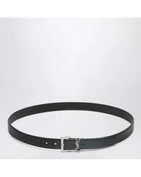 Saint Laurent - Ysl Logo Plaque Leather Belt - Lyst