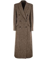 Brunello Cucinelli - Double-Breasted Wool And Alpaca Herringbone Coat - Lyst