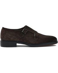 Santoni - Suede Double Buckle Loafers - Lyst