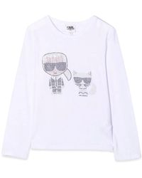 KARL LAGERFELD - T-Shirt Karl & Choupette Con Strass - Lyst
