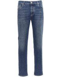Brunello Cucinelli - Logo Embroidery Stretch Jeans - Lyst
