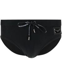 Dolce & Gabbana - Dolce & Gabbana Logo Plaque Swim Trunks - Lyst