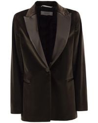 Peserico - Single-Breasted Stretch Velvet Blazer With Satin Lapels - Lyst