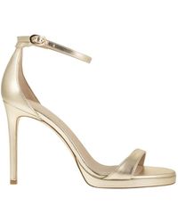 Stuart Weitzman - Metallic Leather Platform Sandals With Stiletto Heel - Lyst