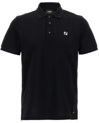Fendi - Ff Metallic Logo Polo Shirt - Lyst