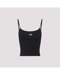 DIESEL - Ribbed Stretch Cotton Top With Metallic Oval D Logo - Lyst