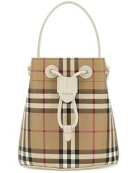 Burberry - Printed Canvas Bucket Bag - Lyst
