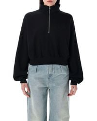 ÉTERNE - Half-Zip Cropped Sweatshirt - Lyst
