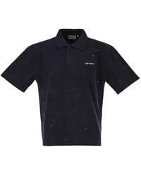 Carhartt - Cotton Polo Shirt With Paint Splatter Details - Lyst
