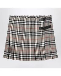 Burberry - Wool Kilt Skirt With Check Pattern - Lyst