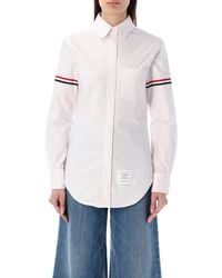 Thom Browne - Cotton Oxford Shirt With Striped Armband - Lyst