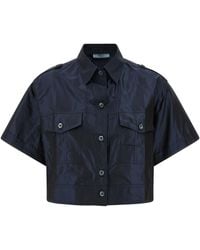 Prada - Cropped Taffeta Shirt - Lyst