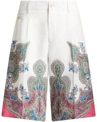 Etro - Linen Cotton Shorts - Lyst