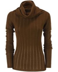Max Mara - Maxmara Studio Mstbadesse – Fitted Silk And Wool Ribbed Turtleneck - Lyst