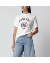Anine Bing - Cream Logo-Print T-Shirt - Lyst