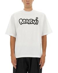 Marni - Graphic Print Crew Neck T-Shirt - Lyst