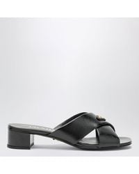 Prada - Leather Mules With Triangular Logo - Lyst