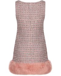 princess polly baby blue dress SELF-PORTRAIT Feather-trimmed crystal-embellished crepe mini dress main image 1