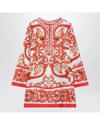 Dolce & Gabbana - Dolce & Gabbana Maiolicaprint Silk Twill Kaftan Dress, Multicolour - Lyst