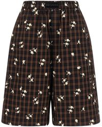 Ganni - 'Check Flower' Bermuda Shorts - Lyst