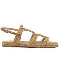 Castañer - Castañer Pitra Flat Sandal With Metallic Handcrafted Weave - Lyst