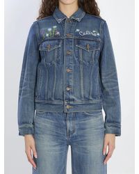 Celine - Denim Jacket With Embroidery - Lyst
