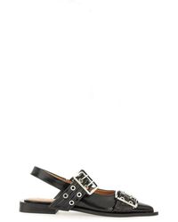 Ganni - Flat Ballerinas With Buckle - Lyst