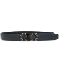 Ferragamo - Reversible Adjustable Semi-Matte Gancini Hook Belt - Lyst