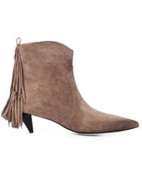 Pinko - Soft Suede Ankle Boots With Playful Tassels - Lyst