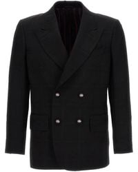 Etro - Check Double-Breasted Blazer - Lyst