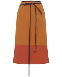 Saint Laurent - Tie-Detail Colour-Block Skirt - Lyst