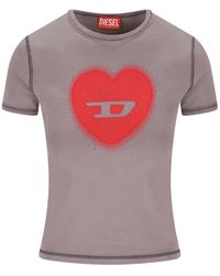 DIESEL - Heart Cotton T-Shirt - Lyst