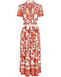 Dolce & Gabbana - Maiolica Print Silk Maxi Dress - Lyst