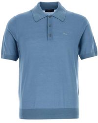 Prada - Cerulean Wool Polo Shirt - Lyst