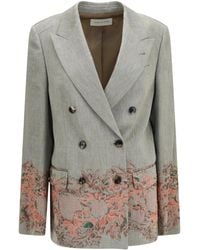 Dries Van Noten - Double-Breasted Linen And Cotton-Blend Blazer With Embroidery - Lyst
