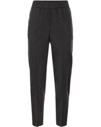 Peserico - Virgin Wool And Cashmere Tapered Trousers With Elasticated Waistband - Lyst
