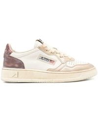 Autry - Super Vintage Low Metallic Leather Sneakers - Lyst