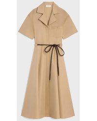 Celine - Belted Short-Sleeve Midi Dress - Lyst