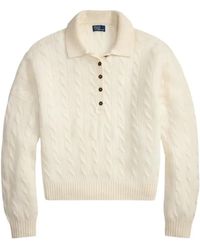 Polo Ralph Lauren - Cable-Knit Wool And Cashmere Polo Jumper - Lyst