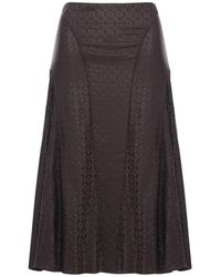 Fendi - Ff Jacquard Silk Skirt - Lyst