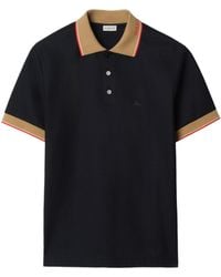 Burberry - Logo Collar Cotton Polo Shirt - Lyst