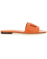 Dolce & Gabbana - Dolce & Gabbana Low Leather Sandal - Lyst