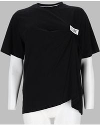 MM6 by Maison Margiela - T-Shirt Con Drappeggio E Patch Logo - Lyst