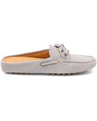 Tod's - Mule Gommino Lacée En Daim Gris Glacier - Lyst