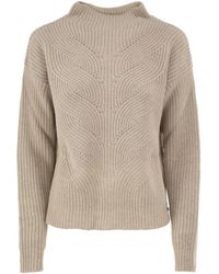 Herno - Pure Wool Jumper With Textured Knit And High Neck - Lyst