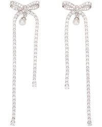 Self-Portrait - Bow Earrings With Crystal Drop - Lyst