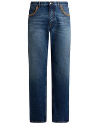 Etro - Cotton Polyester Polyurethane Straight Leg Denim Trouser - Lyst